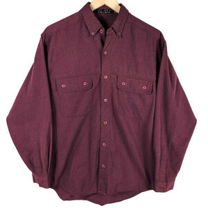 Bugle Boy Mens Shirt Medium Burgundy Long Sleeve Button Up Classic Casual Fit